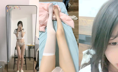 05年學生妹，神似王心凌，【性感大長腿】咕嚕熊，小穴粉逼流漿，身材苗條看得人心癢癢（6）